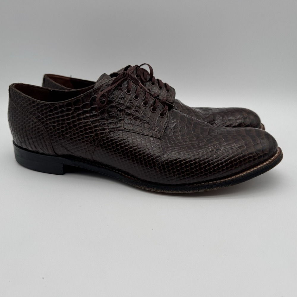 Stacy Adams Madison Anaconda Size 14D Print Leather Mens Shoes Brown‎ Biscuit